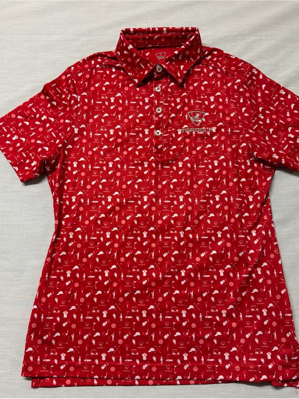 Topgolf Women’s Small Red White Golf Polo Shirt